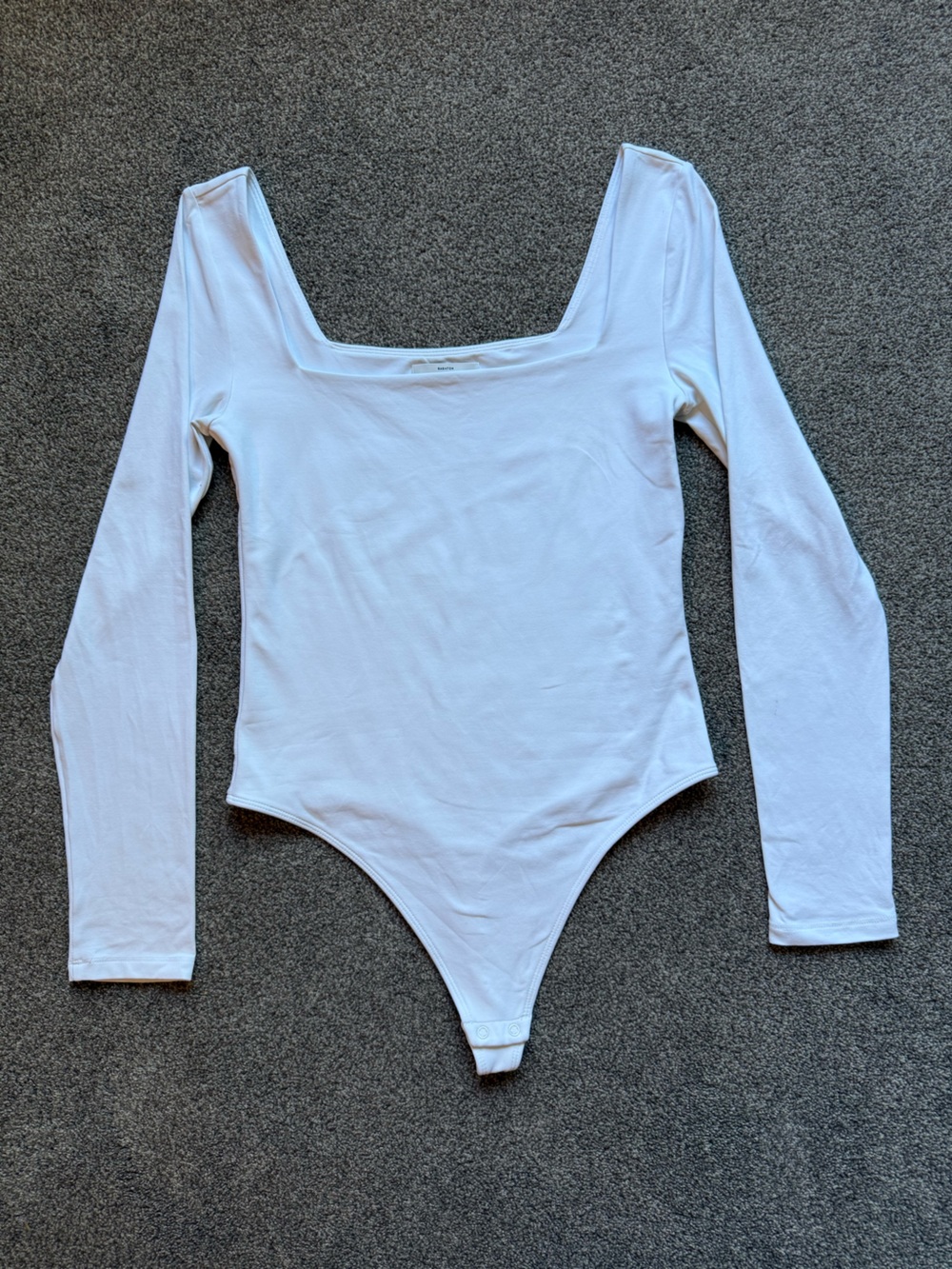 Babaton White Long-Sleeve Square Neck Bodysuit
